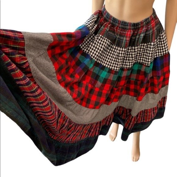 Vintage Skirts Vintage Original Broom Skirt Western Circle Plaid